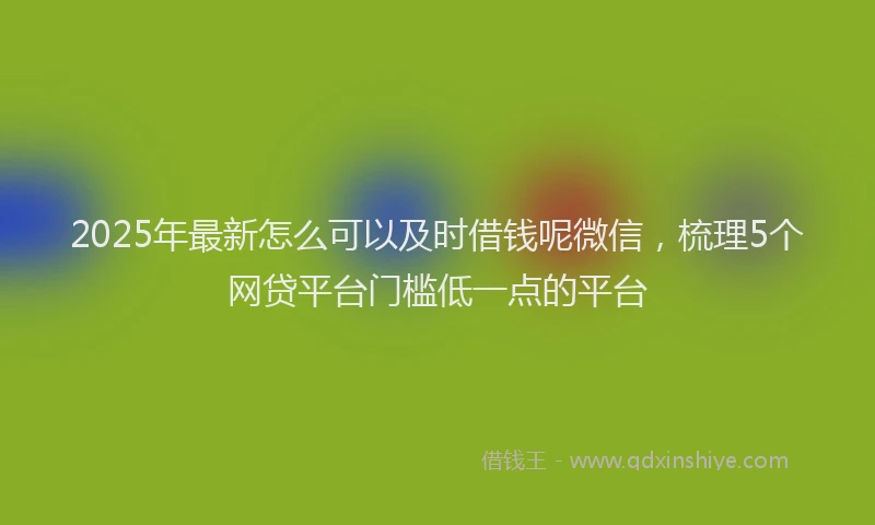 2025年最新怎么可以及时借钱呢微信，梳理5个网贷平台门槛低一点的平台