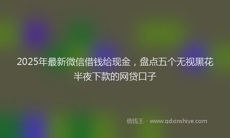 2025年最新微信借钱给现金，盘点五个无视黑花半夜下款的网贷口子
