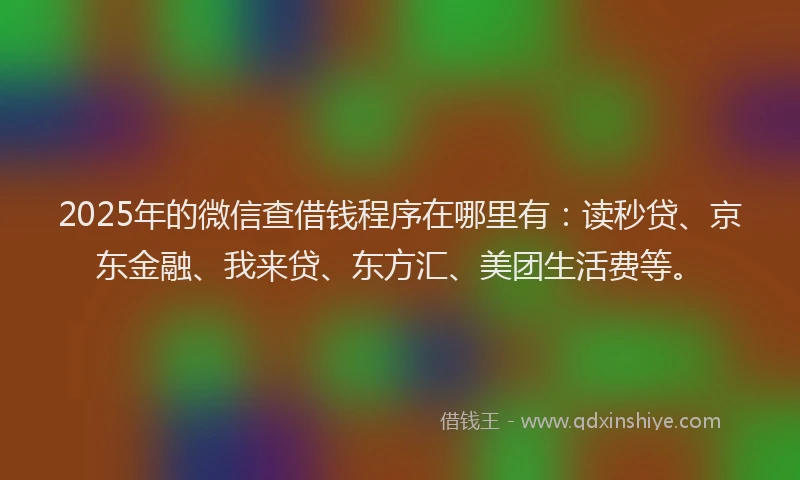 2025年的微信查借钱程序在哪里有：读秒贷、京东金融、我来贷、东方汇、美团生活费等。