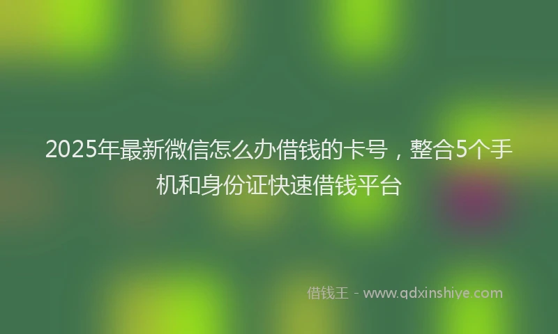 2025年最新微信怎么办借钱的卡号，整合5个手机和身份证快速借钱平台