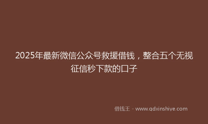 2025年最新微信公众号救援借钱，整合五个无视征信秒下款的口子