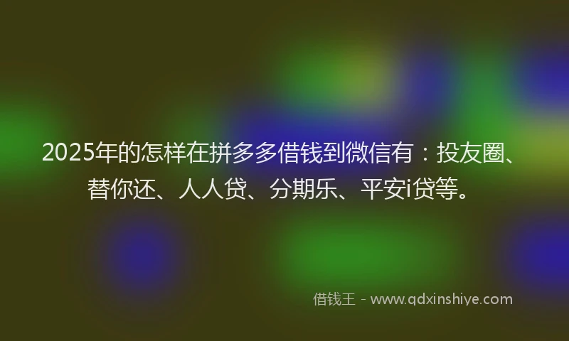 2025年的怎样在拼多多借钱到微信有:投友圈、替你还、人人贷、分期乐、平安i贷等。