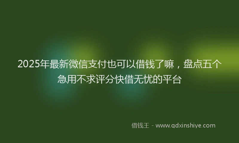 2025年最新微信支付也可以借钱了嘛，盘点五个急用不求评分快借无忧的平台