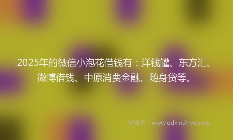 2025年的微信小泡花借钱有：洋钱罐、东方汇、微博借钱、中原消费金融、随身贷等。