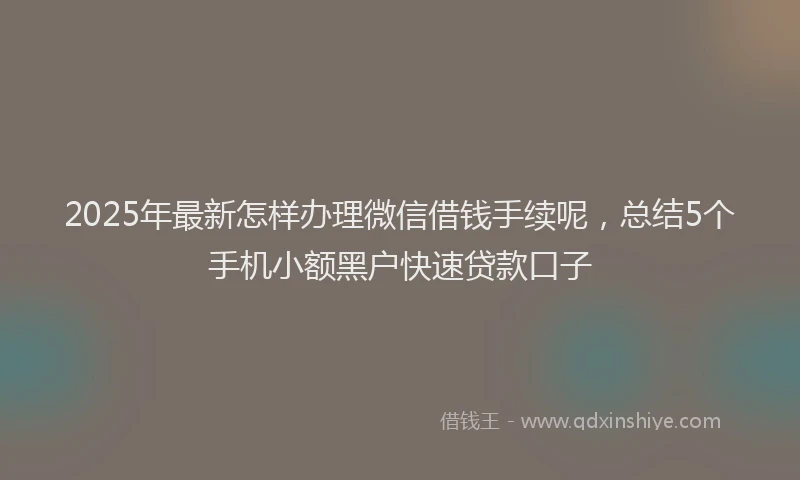 2025年最新怎样办理微信借钱手续呢，总结5个手机小额黑户快速贷款口子