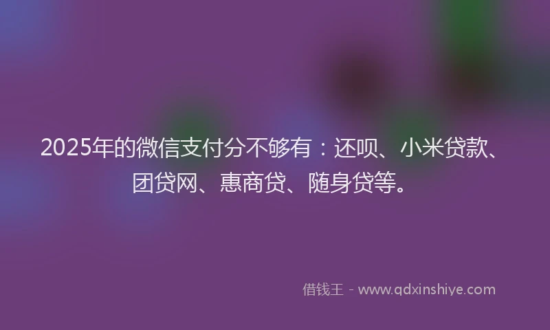 2025年的微信支付分不够有：还呗、小米贷款、团贷网、惠商贷、随身贷等。