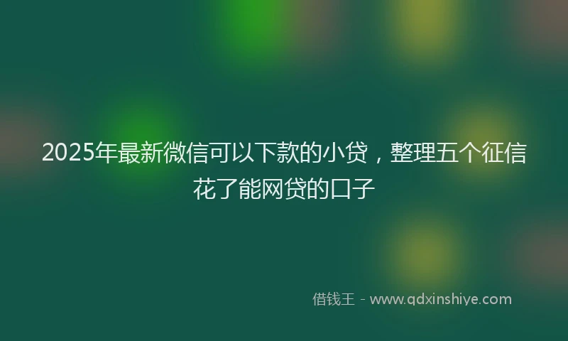 2025年最新微信可以下款的小贷，整理五个征信花了能网贷的口子