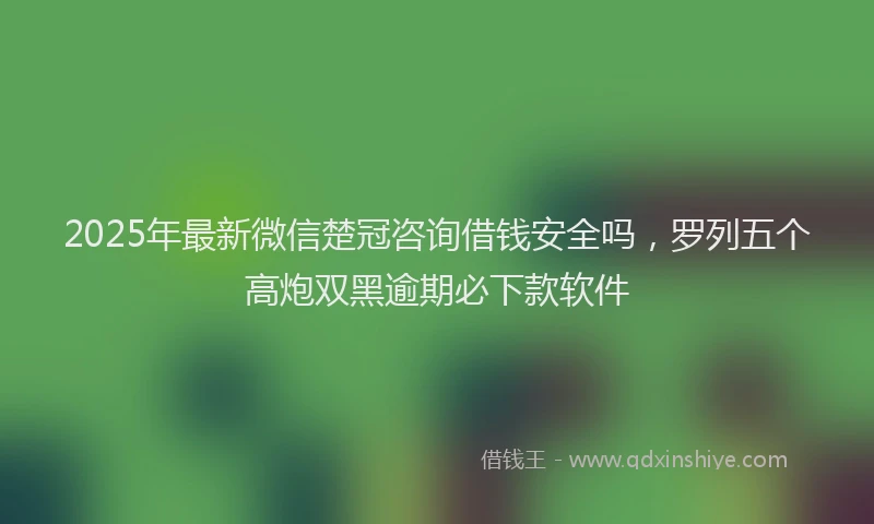 2025年最新微信楚冠咨询借钱安全吗，罗列五个高炮双黑逾期必下款软件