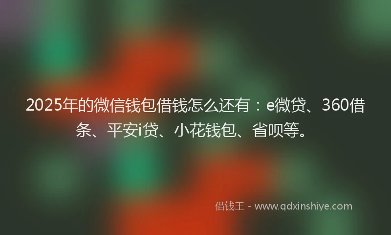 2025年的微信钱包借钱怎么还有：e微贷、360借条、平安i贷、小花钱包、省呗等。
