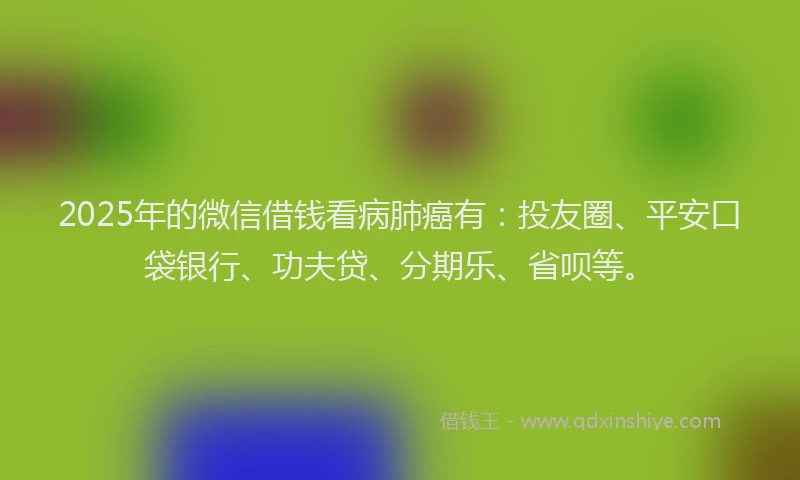 2025年的微信借钱看病肺癌有：投友圈、平安口袋银行、功夫贷、分期乐、省呗等。