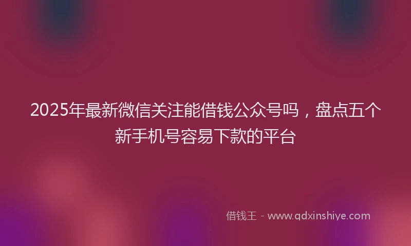 2025年最新微信关注能借钱公众号吗，盘点五个新手机号容易下款的平台