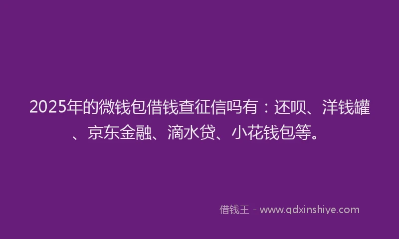 2025年的微钱包借钱查征信吗有：还呗、洋钱罐、京东金融、滴水贷、小花钱包等。