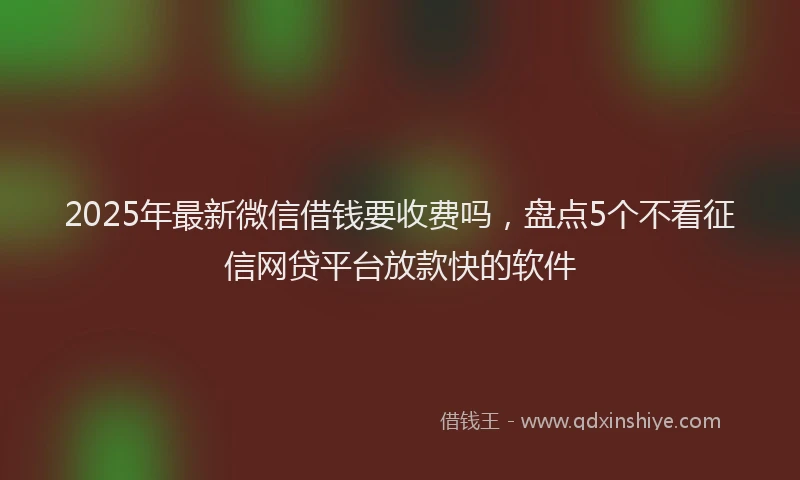 2025年最新微信借钱要收费吗，盘点5个不看征信网贷平台放款快的软件
