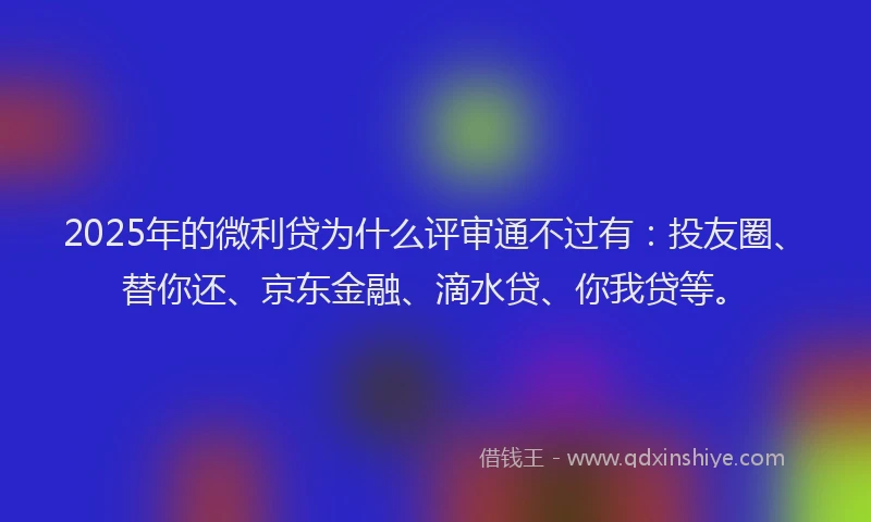 2025年的微利贷为什么评审通不过有：投友圈、替你还、京东金融、滴水贷、你我贷等。