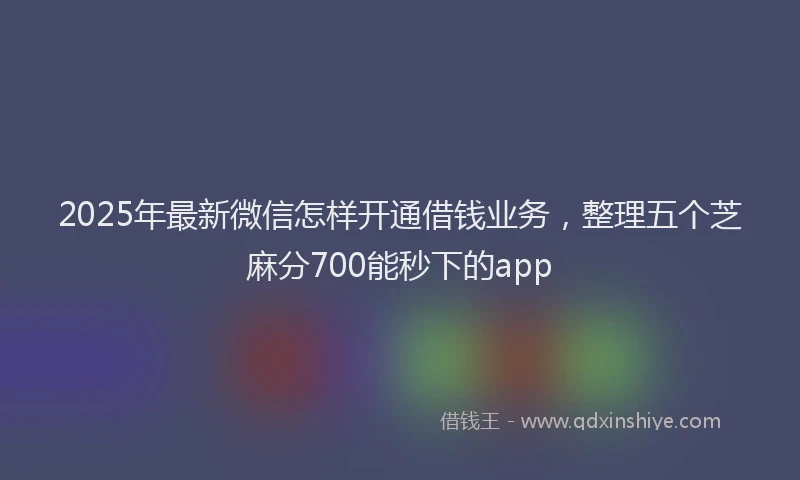 2025年最新微信怎样开通借钱业务，整理五个芝麻分700能秒下的app
