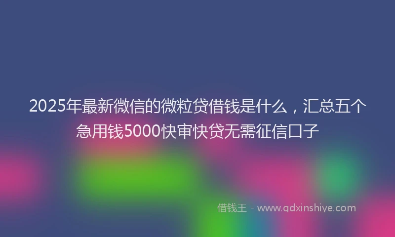 2025年最新微信的微粒贷借钱是什么，汇总五个急用钱5000快审快贷无需征信口子