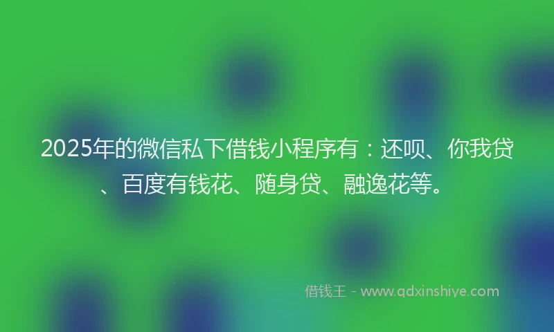 2025年的微信私下借钱小程序有：还呗、你我贷、百度有钱花、随身贷、融逸花等。