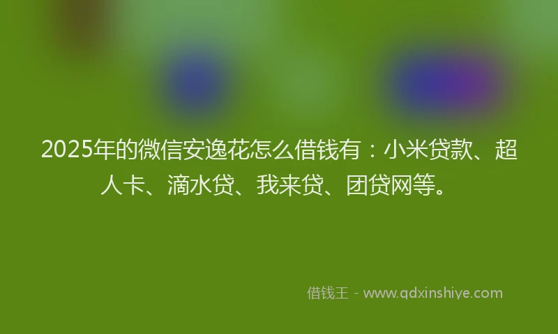 2025年的微信安逸花怎么借钱有：小米贷款、超人卡、滴水贷、我来贷、团贷网等。
