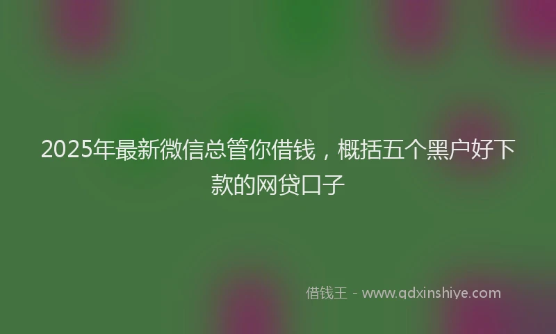 2025年最新微信总管你借钱，概括五个黑户好下款的网贷口子