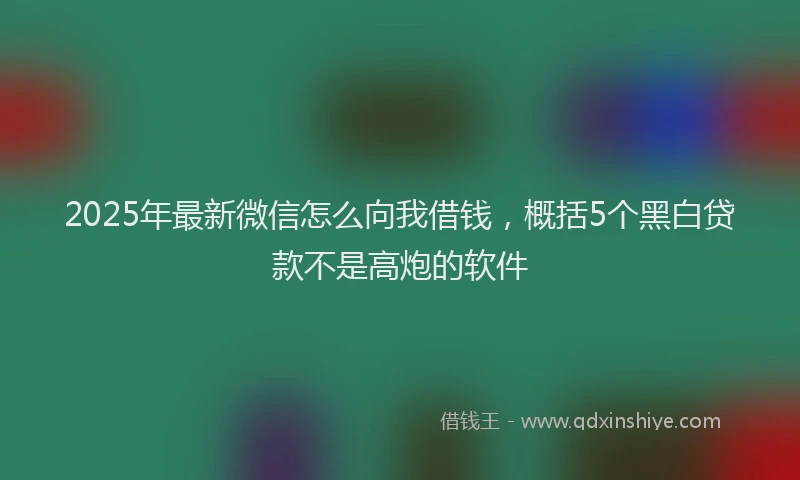 2025年最新微信怎么向我借钱，概括5个黑白贷款不是高炮的软件