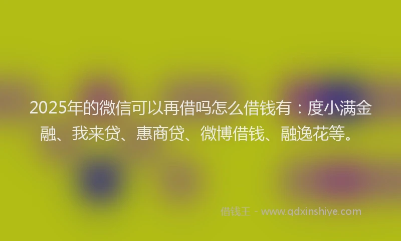 2025年的微信可以再借吗怎么借钱有：度小满金融、我来贷、惠商贷、微博借钱、融逸花等。