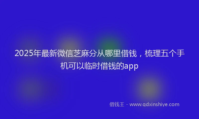 2025年最新微信芝麻分从哪里借钱，梳理五个手机可以临时借钱的app