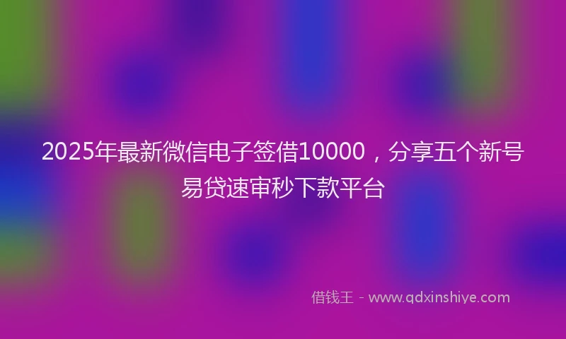 2025年最新微信电子签借10000，分享五个新号易贷速审秒下款平台