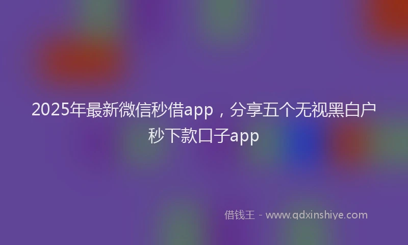 2025年最新微信秒借app，分享五个无视黑白户秒下款口子app
