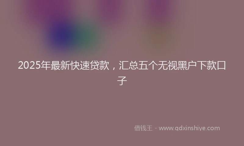 2025年最新快速贷款，汇总五个无视黑户下款口子