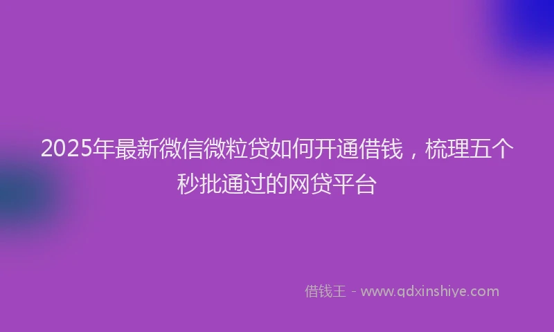 2025年最新微信微粒贷如何开通借钱，梳理五个秒批通过的网贷平台