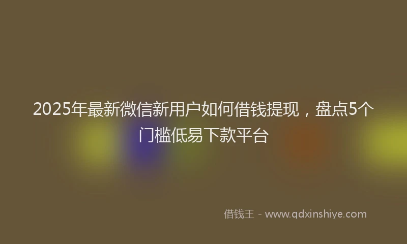 2025年最新微信新用户如何借钱提现，盘点5个门槛低易下款平台