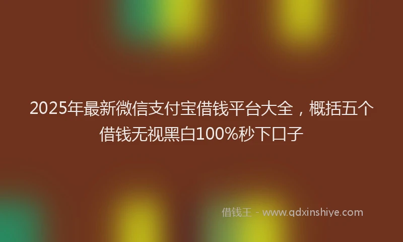 2025年最新微信支付宝借钱平台大全，概括五个借钱无视黑白100%秒下口子