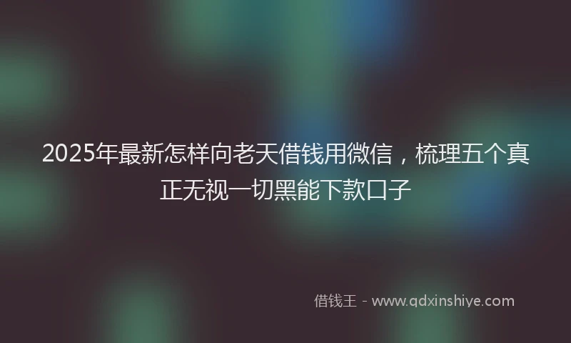 2025年最新怎样向老天借钱用微信，梳理五个真正无视一切黑能下款口子