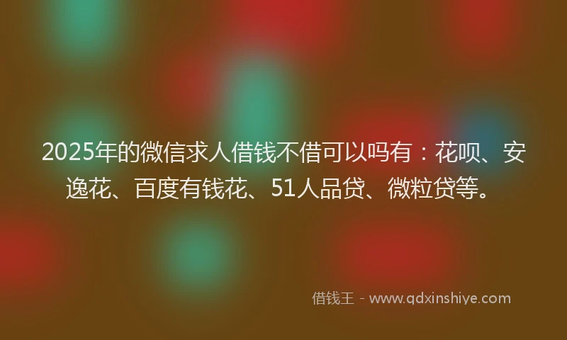 2025年的微信求人借钱不借可以吗有：花呗、安逸花、百度有钱花、51人品贷、微粒贷等。