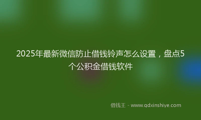 2025年最新微信防止借钱铃声怎么设置，盘点5个公积金借钱软件