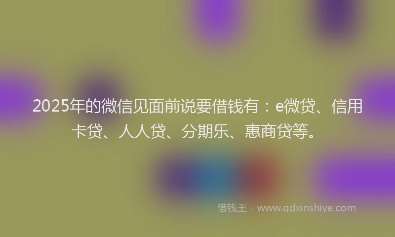 2025年的微信见面前说要借钱有：e微贷、信用卡贷、人人贷、分期乐、惠商贷等。