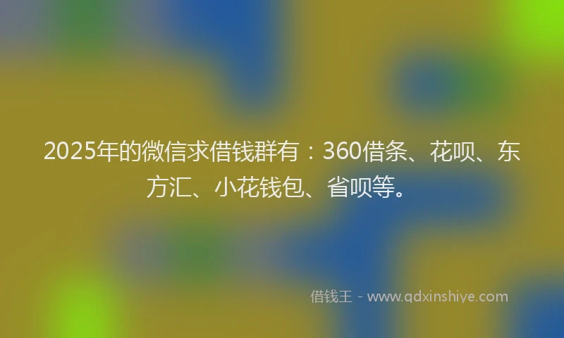 2025年的微信求借钱群有：360借条、花呗、东方汇、小花钱包、省呗等。