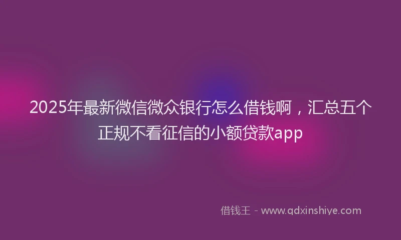 2025年最新微信微众银行怎么借钱啊，汇总五个正规不看征信的小额贷款app