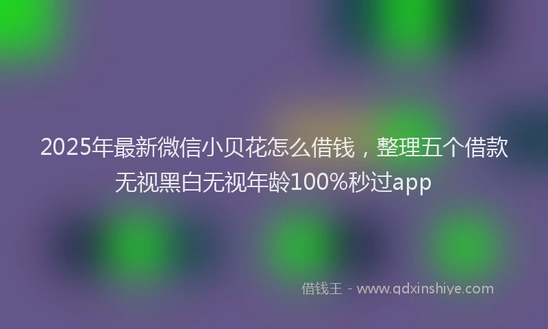 2025年最新微信小贝花怎么借钱，整理五个借款无视黑白无视年龄100%秒过app