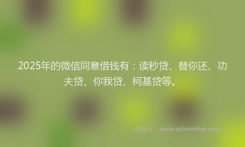 2025年的微信同意借钱有：读秒贷、替你还、功夫贷、你我贷、柯基贷等。