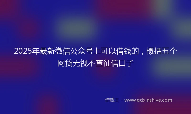 2025年最新微信公众号上可以借钱的，概括五个网贷无视不查征信口子