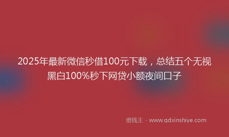 2025年最新微信秒借100元下载，总结五个无视黑白100%秒下网贷小额夜间口子