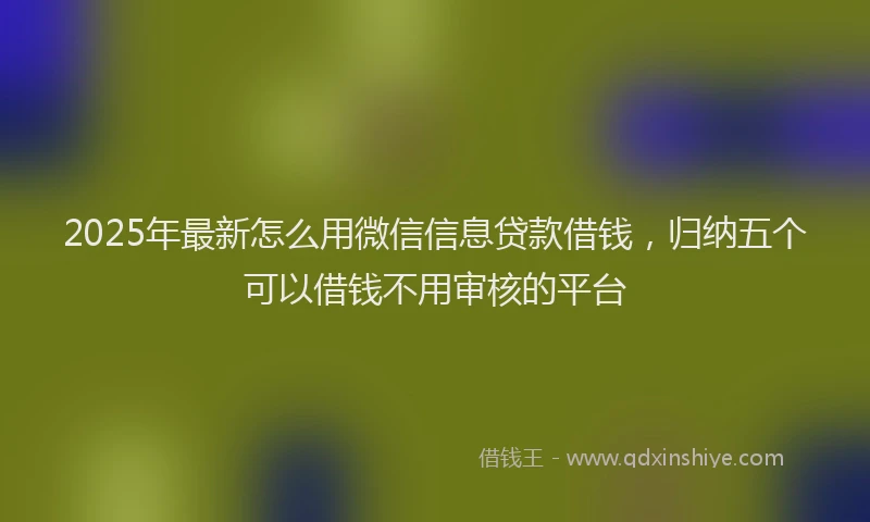 2025年最新怎么用微信信息贷款借钱，归纳五个可以借钱不用审核的平台