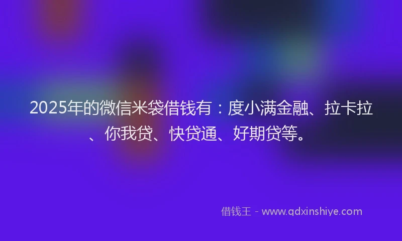 2025年的微信米袋借钱有：度小满金融、拉卡拉、你我贷、快贷通、好期贷等。