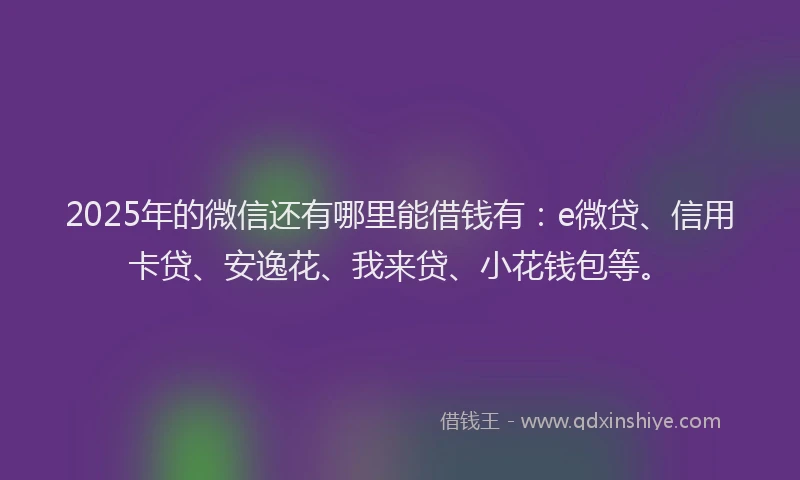 2025年的微信还有哪里能借钱有：e微贷、信用卡贷、安逸花、我来贷、小花钱包等。