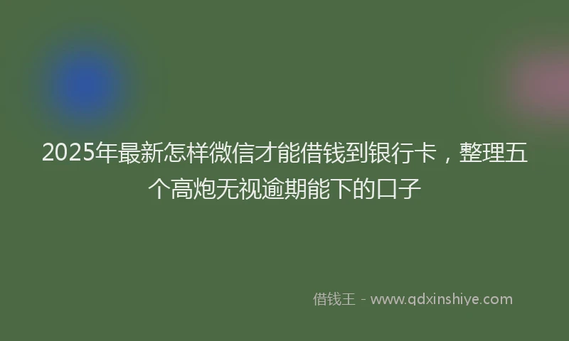 2025年最新怎样微信才能借钱到银行卡，整理五个高炮无视逾期能下的口子