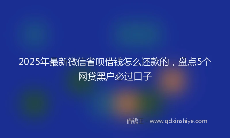 2025年最新微信省呗借钱怎么还款的，盘点5个网贷黑户必过口子