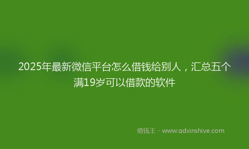 2025年最新微信平台怎么借钱给别人，汇总五个满19岁可以借款的软件