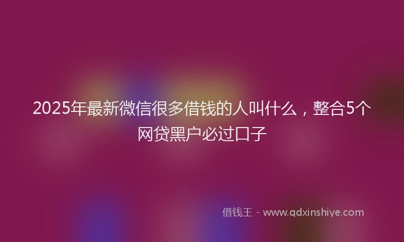 2025年最新微信很多借钱的人叫什么，整合5个网贷黑户必过口子