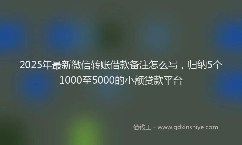 2025年最新微信转账借款备注怎么写，归纳5个1000至5000的小额贷款平台